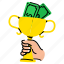 money reward, prize money, cash prize, money achievement, trophy 