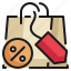 shopping, bag, discount, tag, shop, store, sale icon 