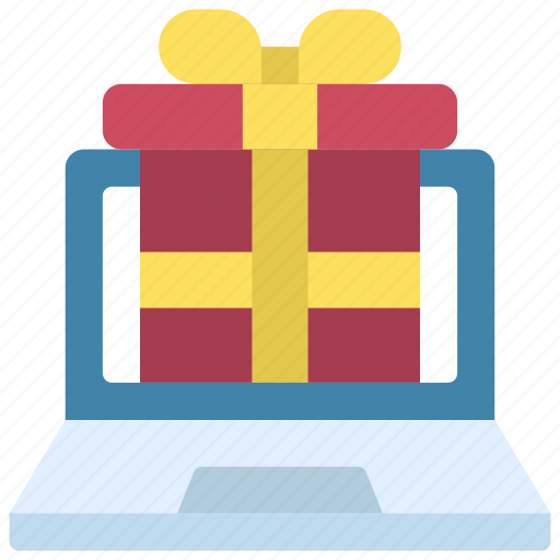 Laptop, gift, box, computer, online, shopping icon - Download on Iconfinder