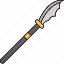 naginata, blades, curved, weapon, pole