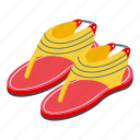 rubber, red, sandals, isometric