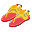 rubber, red, sandals, isometric 