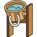bucket, shower, water, pour, sauna