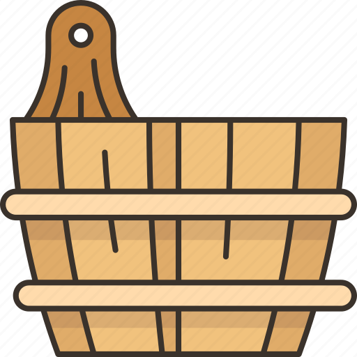 Bucket, wooden, water, bath, container icon - Download on Iconfinder