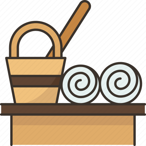 Sauna, bucket, towel, bathing, spa icon - Download on Iconfinder