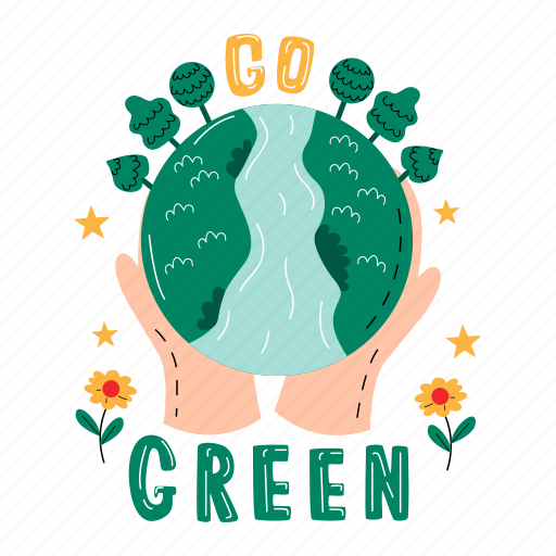 Go green, plant, forest, think green, save the planet, earth day, world environment day sticker - Download on Iconfinder