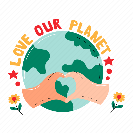 Love our planet, hand love, love, globe, save the planet, earth day, world environment day sticker - Download on Iconfinder