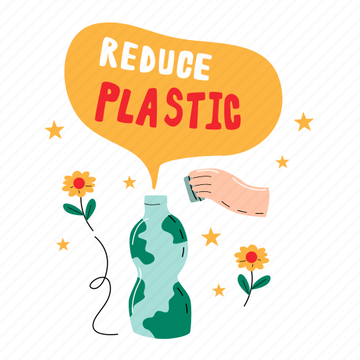 Reduce plastic, recycle, reuse, bottle, save the planet, earth day, world environment day sticker - Download on Iconfinder