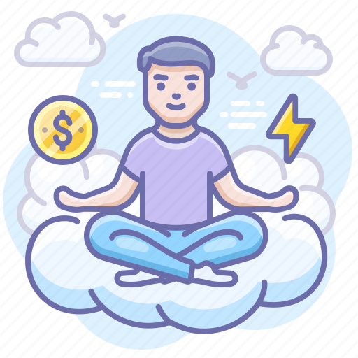 Meditation, work, man, money icon - Download on Iconfinder