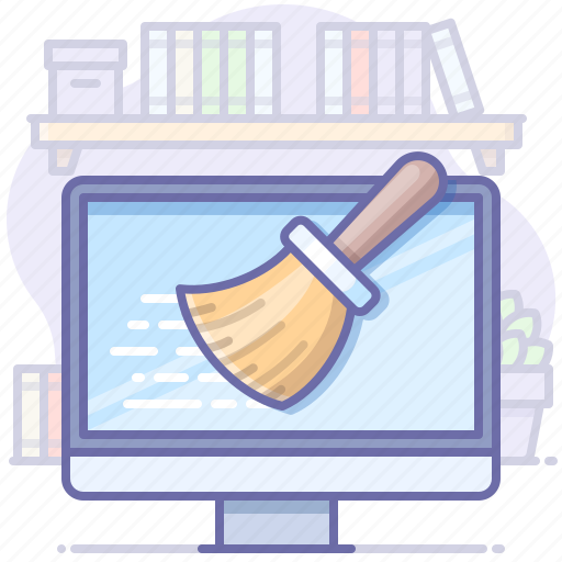 Clean, computer, broom icon - Download on Iconfinder