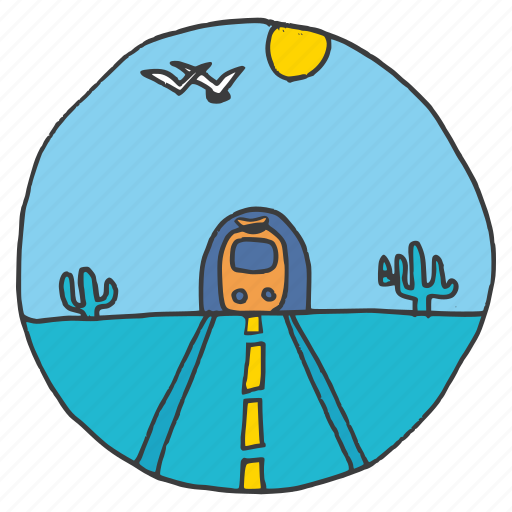 Cactus, desert, landscape, train, tunnel, birds, transport icon - Download on Iconfinder