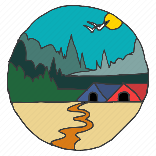 Forest, huts, nature, scenery, trees, village, ecology icon - Download on Iconfinder