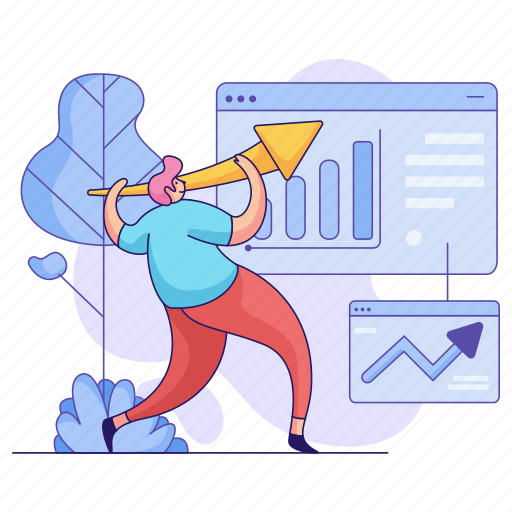 Business, man, arrow, up, increase, chart, analytics illustration - Download on Iconfinder