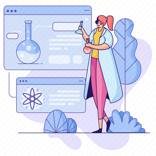 Science, woman, experiment, lab, laboratory, chemistry illustration - Download on Iconfinder