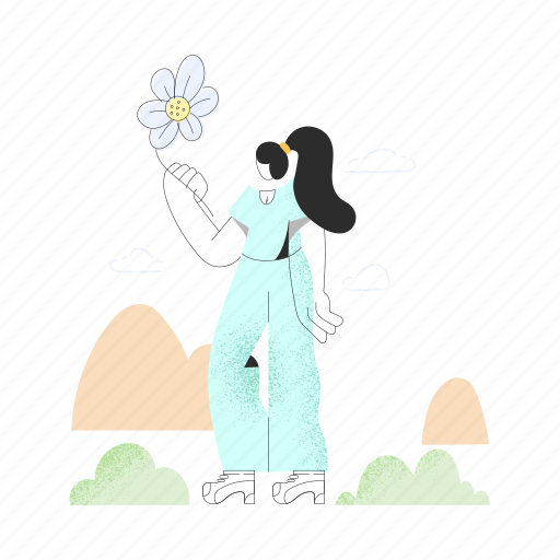 Nature, woman, female, flower, outdoors illustration - Download on Iconfinder