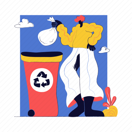 Delete, ecology, garbage, trash, can, rubbish, man illustration - Download on Iconfinder
