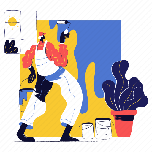 Jobs, occupation, painting, handy, man, construction, plant illustration - Download on Iconfinder