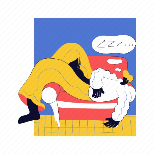 Leisure, nap, couch, sleep, tired, exhausted, man illustration - Download on Iconfinder