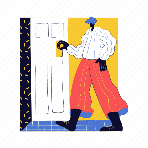 Real, estate, door, open, exit, entrance, man illustration - Download on Iconfinder