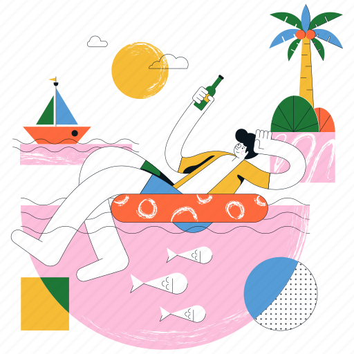Holidays, leisure, water, sea, ocean, man, beach illustration - Download on Iconfinder