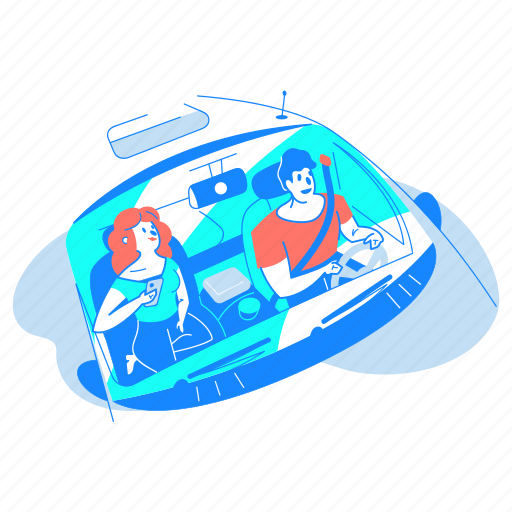 Car, vehicle, man, woman, driving illustration - Download on Iconfinder