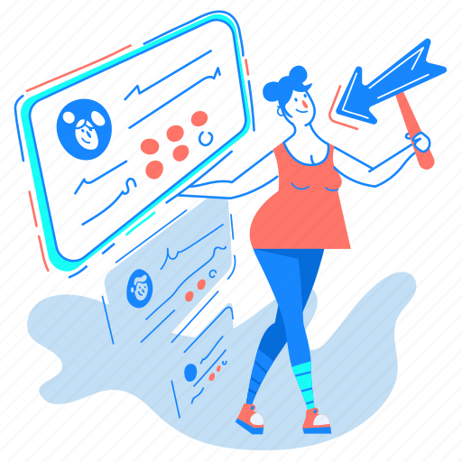 Review, account, user, woman, profile illustration - Download on Iconfinder