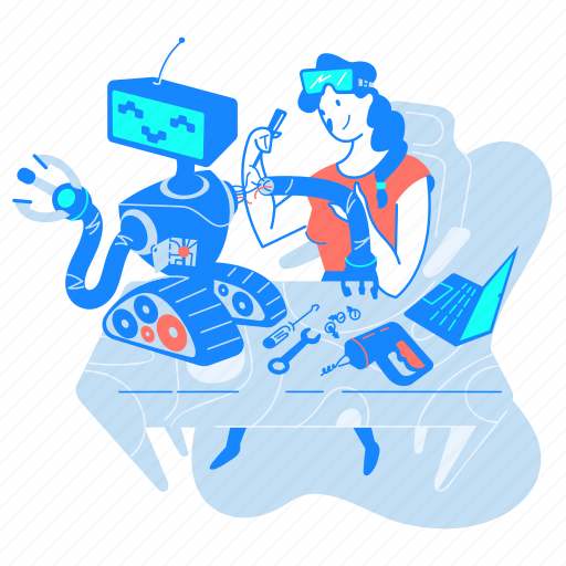 Robotics, artificial, intelligence, woman, technology illustration - Download on Iconfinder