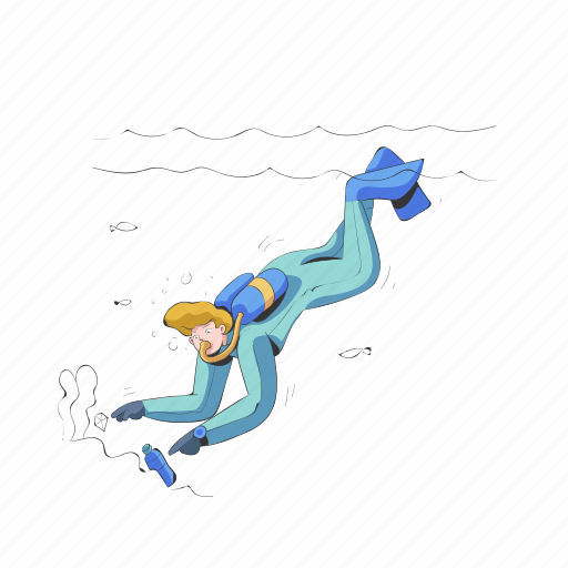 Hobby, diver, diving, man, activity, explore, sport illustration - Download on Iconfinder