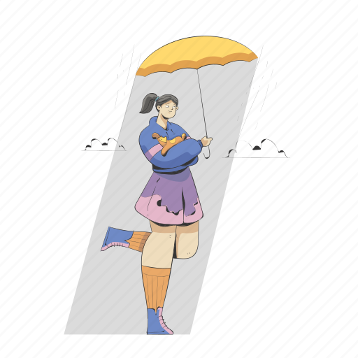 Weather, woman, umbrella, rain, forecast, cloud illustration - Download on Iconfinder
