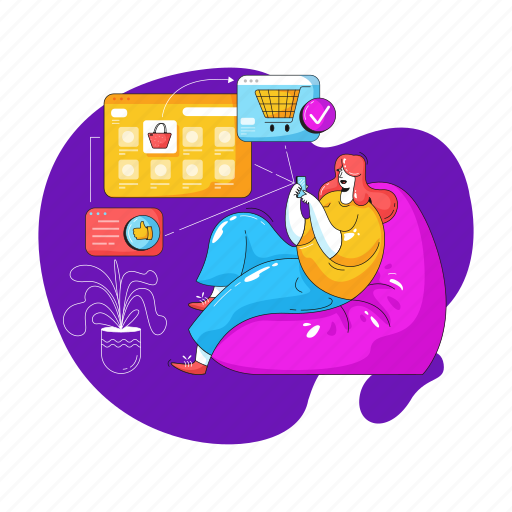 E, commerce, online, shop, shopping, ecommerce, woman illustration - Download on Iconfinder