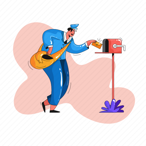 Email, postman, delivery, message, envelope, man illustration - Download on Iconfinder