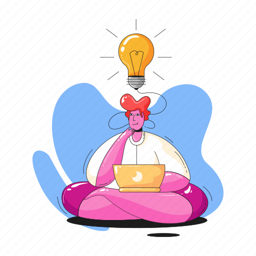 Product, development, ideas, woman, man, computer, thought illustration - Download on Iconfinder