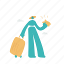 travel, ticket, luggage, baggage, hat