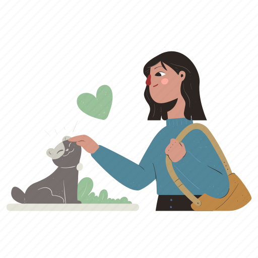 Pets, animals, woman, person, cat, pet, animal illustration - Download on Iconfinder