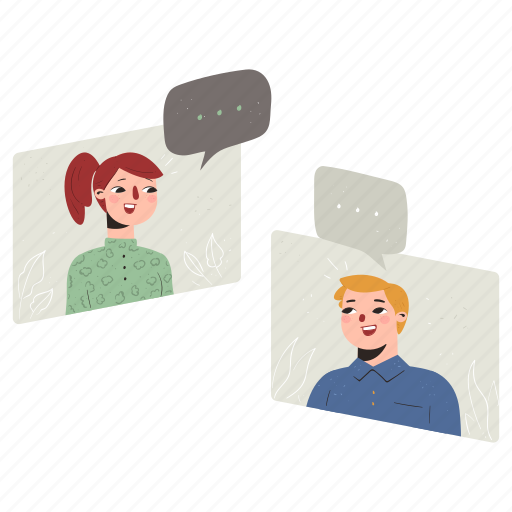 Chat, communication, talk, video, man, woman, zoom illustration - Download on Iconfinder