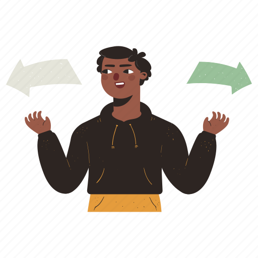 Settings, choice, left, right, man, person, arrows illustration - Download on Iconfinder