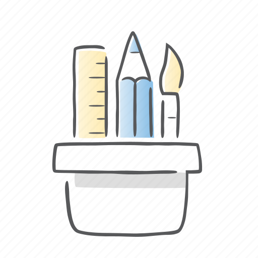 Paintbrush, pencil, ruler, school icon - Download on Iconfinder