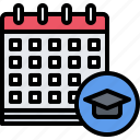 calendar, cap, lesson, school, student, university