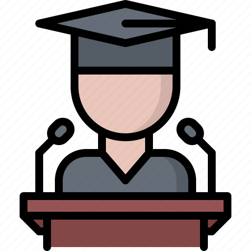 Graduate, lesson, microphone, school, student, tribune, university icon - Download on Iconfinder