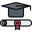 cap, certificate, diploma, lesson, school, student, university 