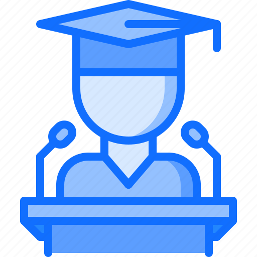 Graduate, lesson, microphone, school, student, tribune, university icon - Download on Iconfinder