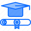 cap, certificate, diploma, lesson, school, student, university
