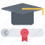 cap, certificate, diploma, lesson, school, student, university 