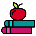apple, books, education, fruit, school