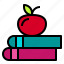 apple, books, education, fruit, school 