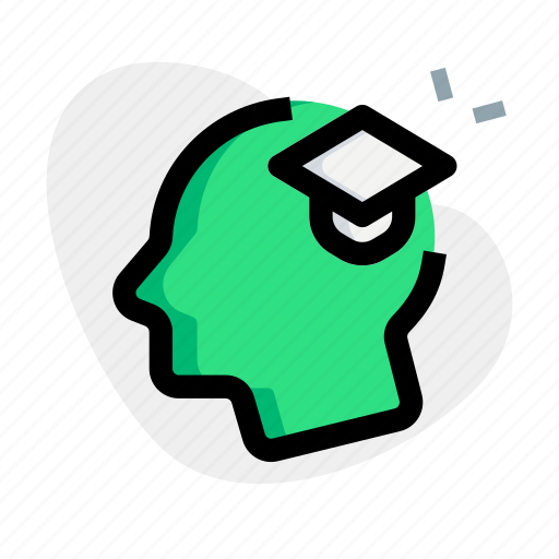 Study, studies, learn, academic, knowledge, head, graduation icon - Download on Iconfinder