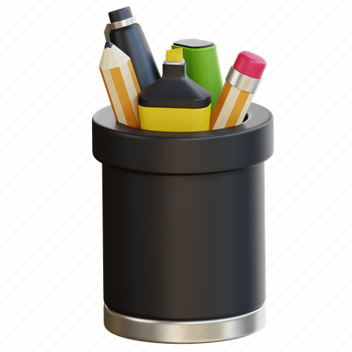 Pencil, holder, pen, paper, edit, card, folder 3D illustration - Download on Iconfinder