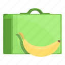 school, breakfast, banana, box
