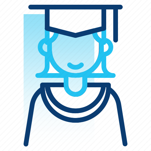 Education, girl student, graduation, learning, mortarboard, school, student icon - Download on Iconfinder