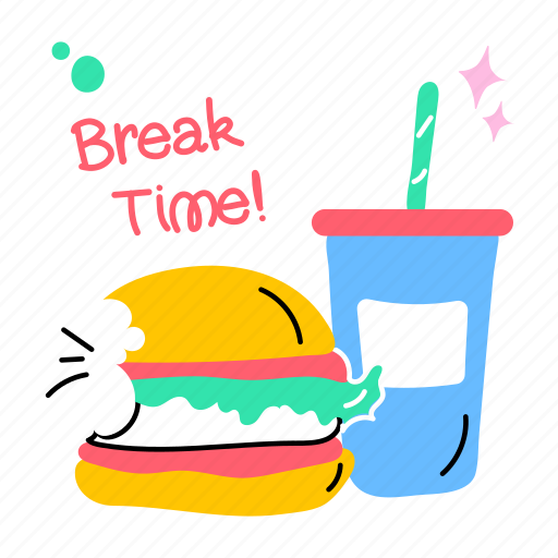 Lunch time, break time, recess, rest time, lunch break sticker - Download on Iconfinder